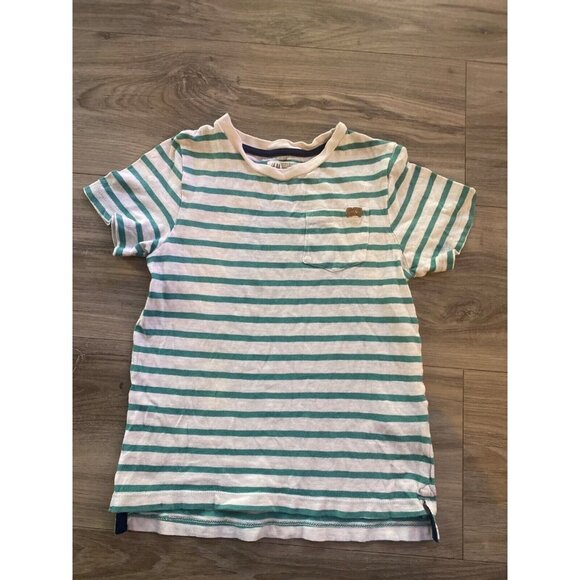 H&M Boys Striped Shirt Size US 4-6Y Green and White Striped with Pocket - Picture 11 of 13